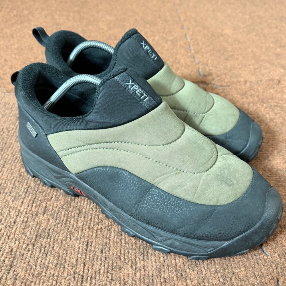XPETI Mens Thermator Slip On Hiking Shoes Waterproof Insulated Olive Black sz 11